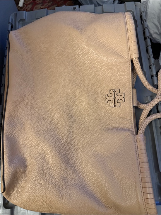 Tory Burch Handbags - Tory Burch Blush Pebbled Leather Braided-Handle Tote